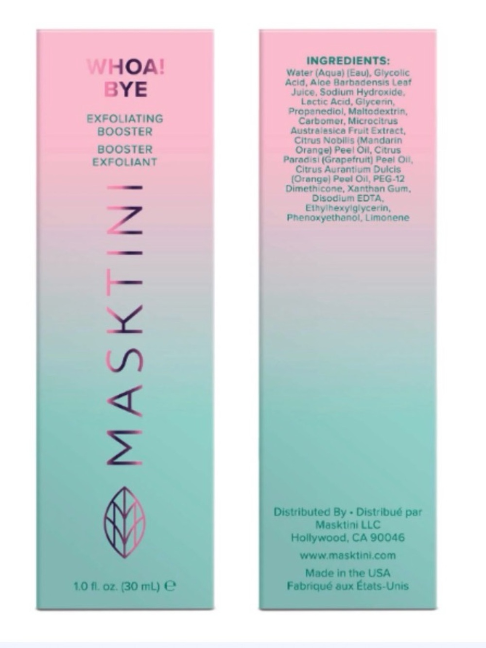 Masktini Whoa! Bye Exfoliating Booster — Pink to Mint Gradient Packaging